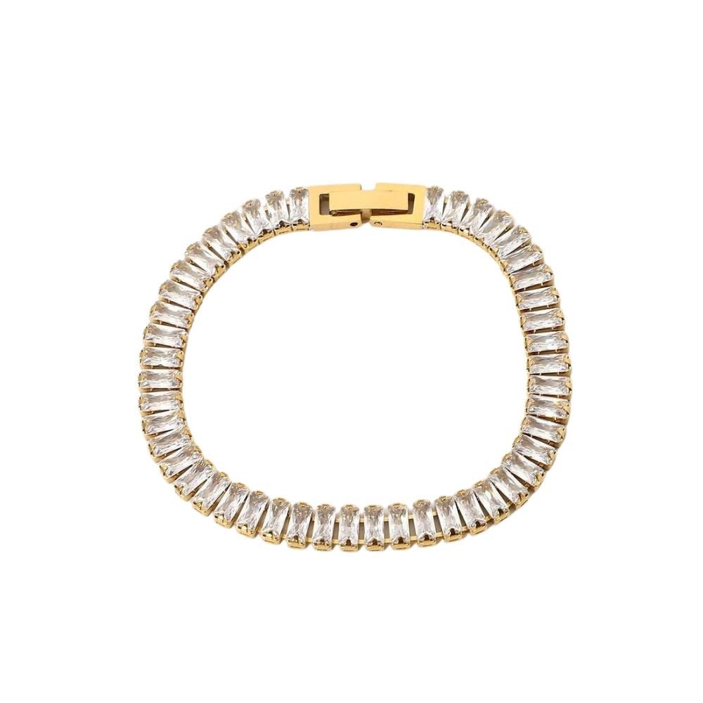 Elegant Gold-Plated Tennis Bracelet with Crystal Accents
