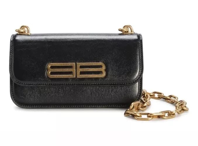Luxury BB Logo Chain Shoulder Bag – Black Leather Crossbody for Women in Pakistan