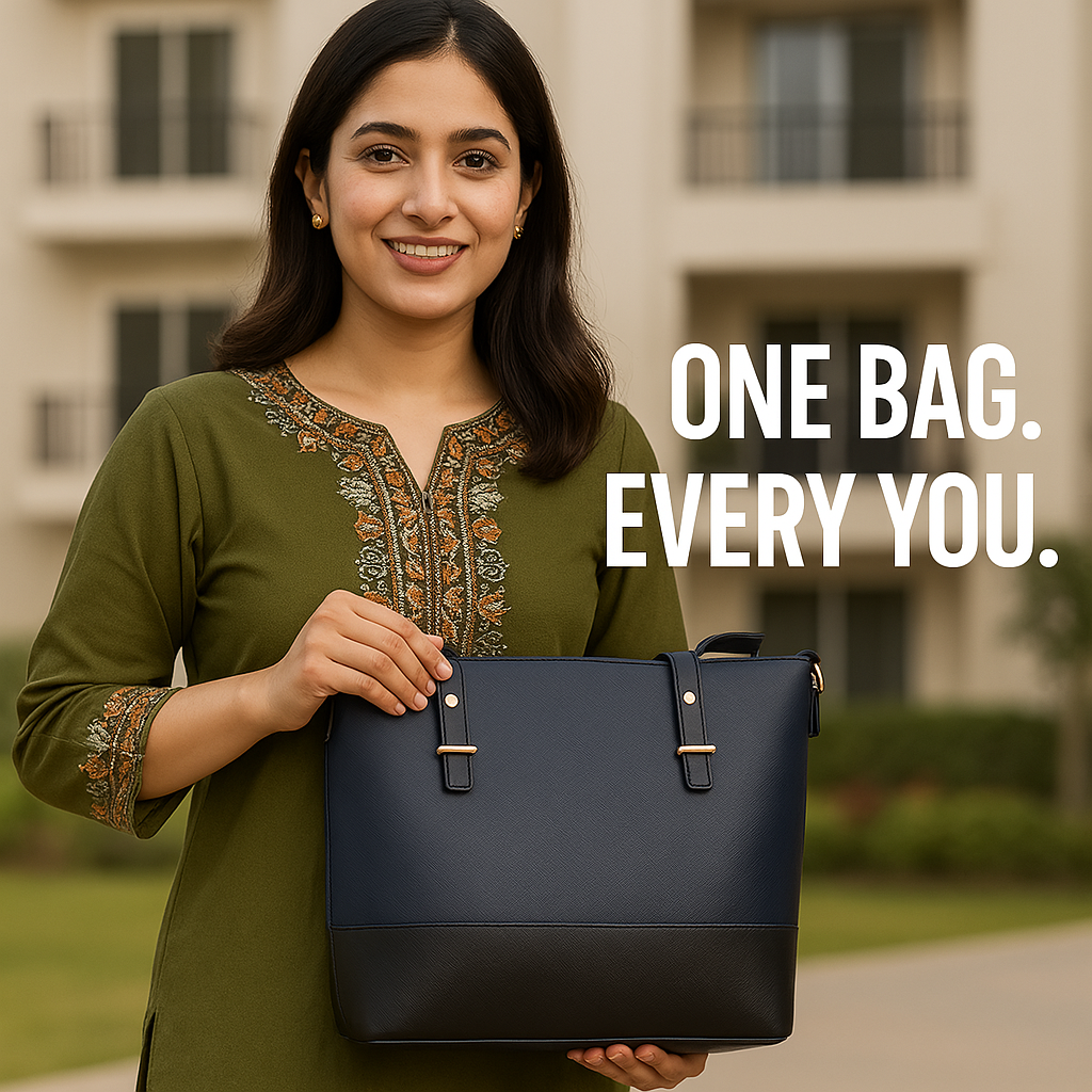 Premium 2-in-1 Handbag & Wallet Set – Elegant Blue & Black for Women