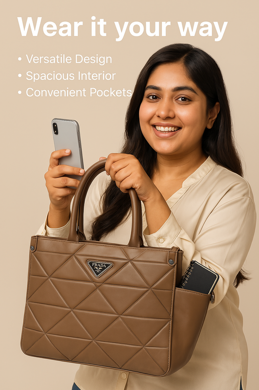 Prada Elegant Camel Brown Handbag – Luxury & Style for the Modern Pakistani Woman