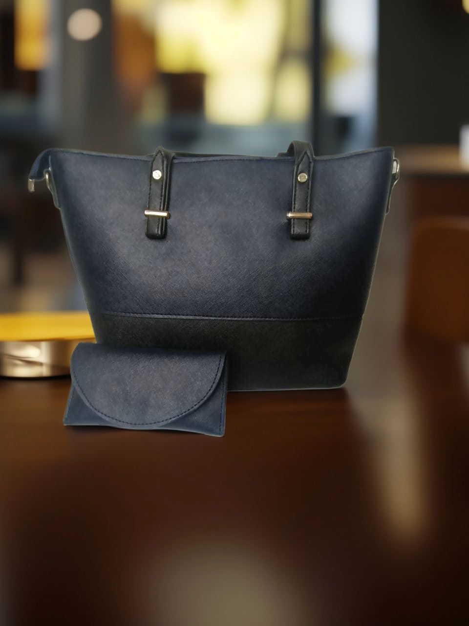 Premium 2-in-1 Handbag & Wallet Set – Elegant Blue & Black for Women