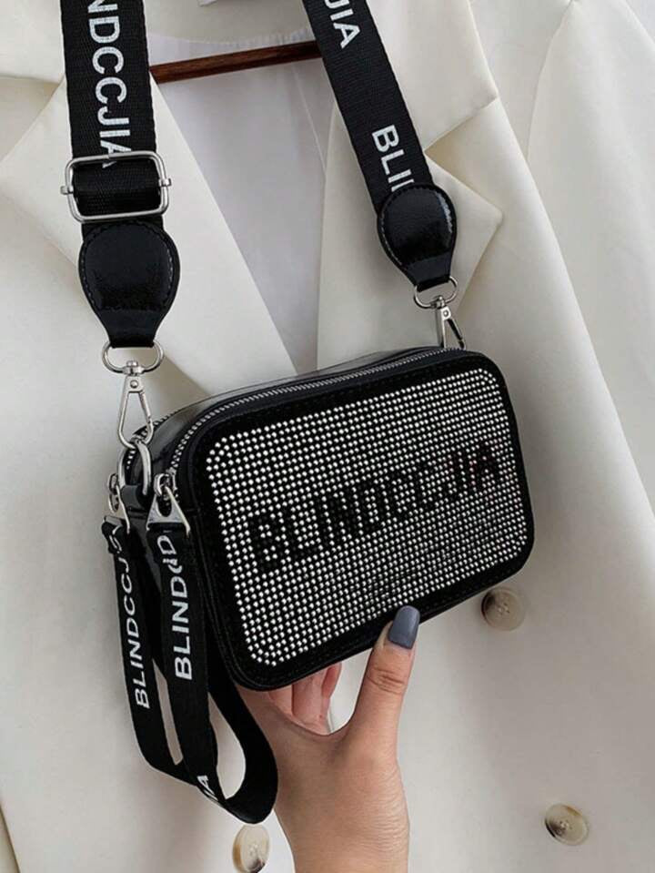 Balenciaga-Inspired Black Crystal Crossbody Bag – Luxury Designer Look | Elegant Sparkling Purse - A Perfect Gift