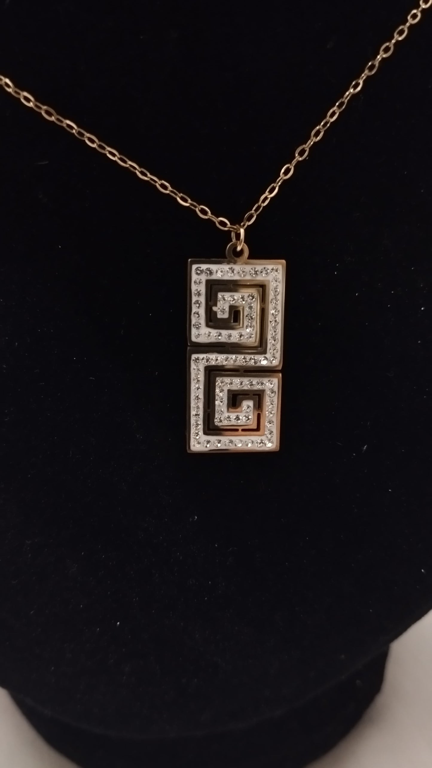 Elegant Gold-Plated Necklace & Earrings Set with Geometric Diamond Accents